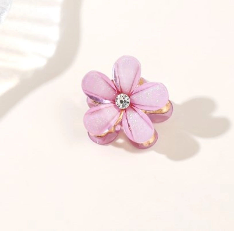 Women’s Sweet Minimalist Flower Metal Inlay Resin Rhinestones Pearl Hair Claws