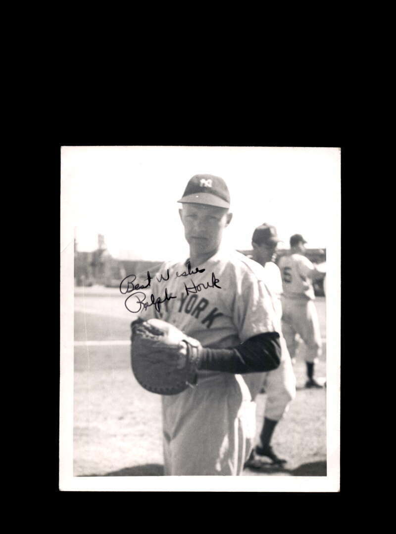 Ralph Houk JSA Coa Signed Vintage 4x5 1950`s New York Yankees Original Photo Poster painting