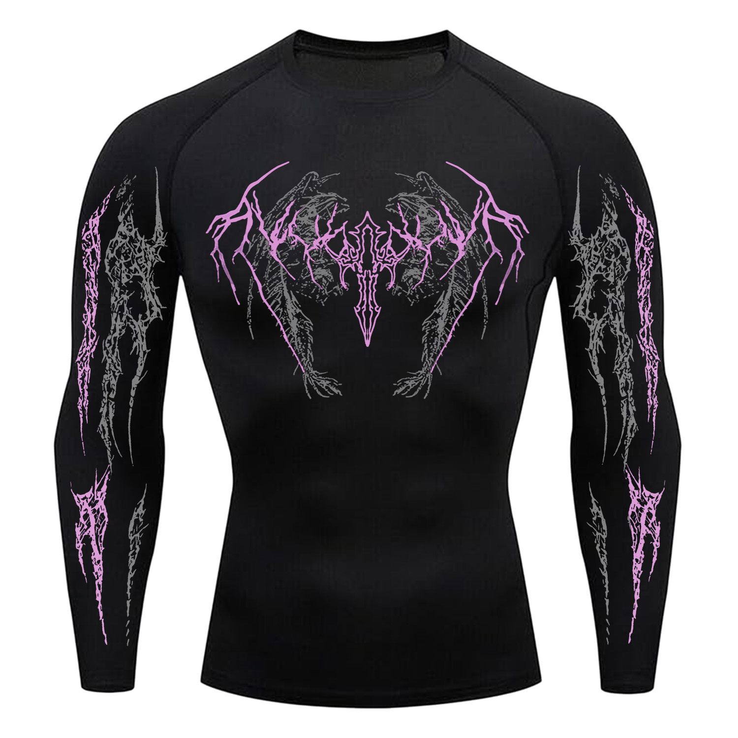 Gothic Wyvern Pink Accent Compression Long Sleeve