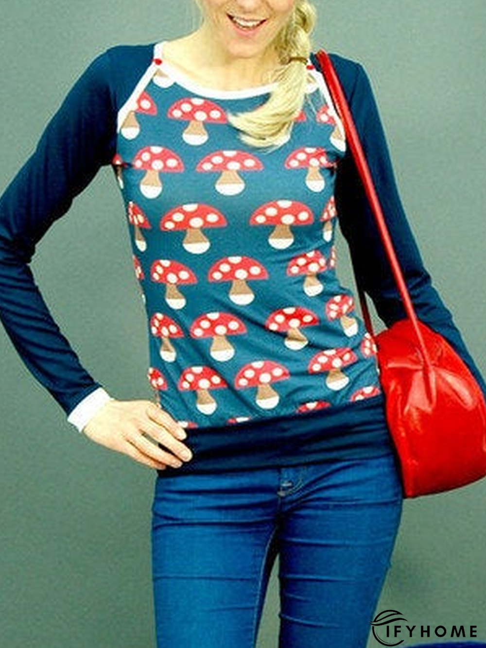 Printed Casual Loose Crew Neck Causal Top | IFYHOME