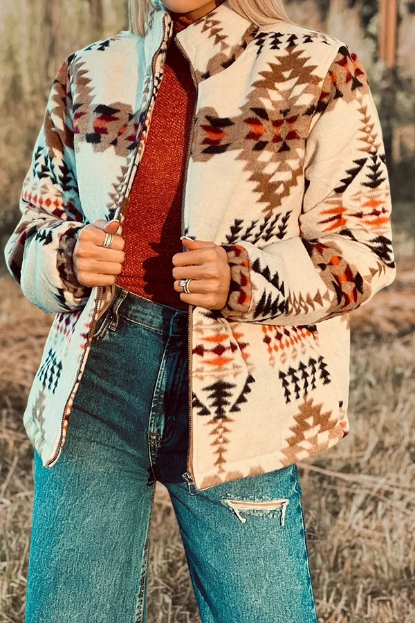 Vintage Western Print Flannel Jacket