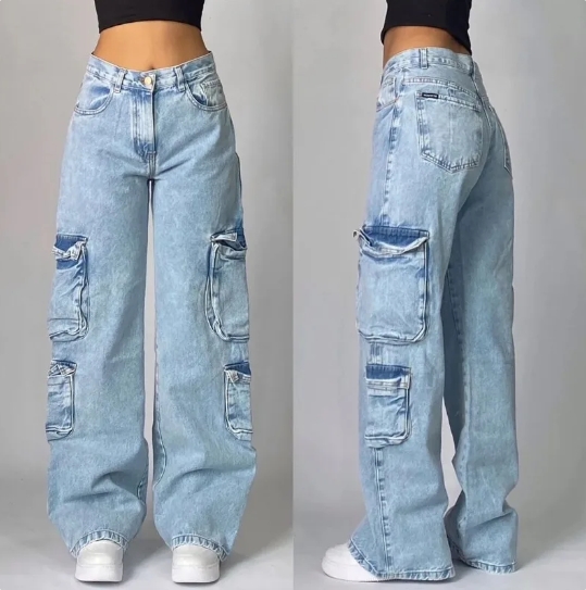 Funnipros school outfits Y2K New American Hip-hop Star Jeans Female Ins High Waist Slim Fashion Joker Loose Covered Straight Wide-leg Pants Casual Pants