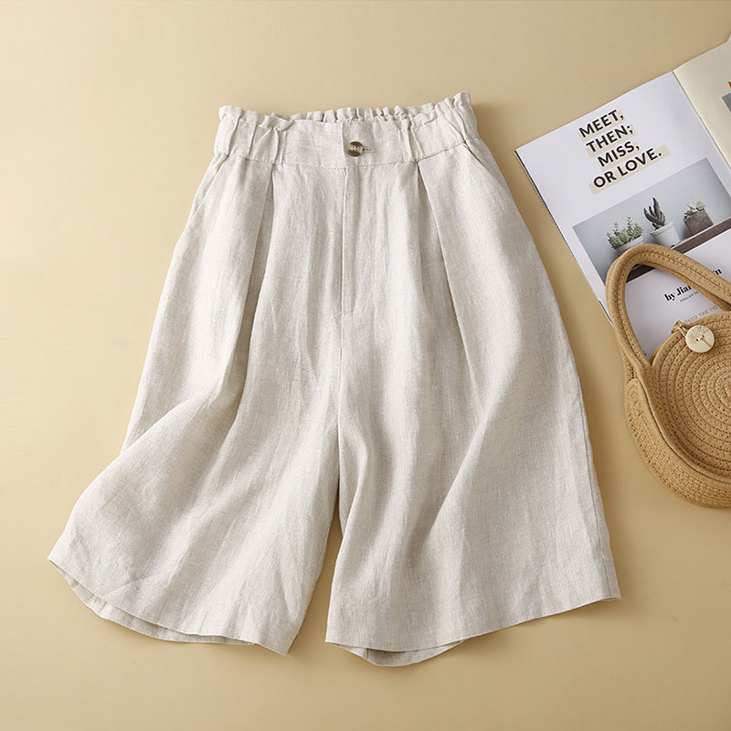 Rotimia Vintage cotton and linen shorts cropped pants