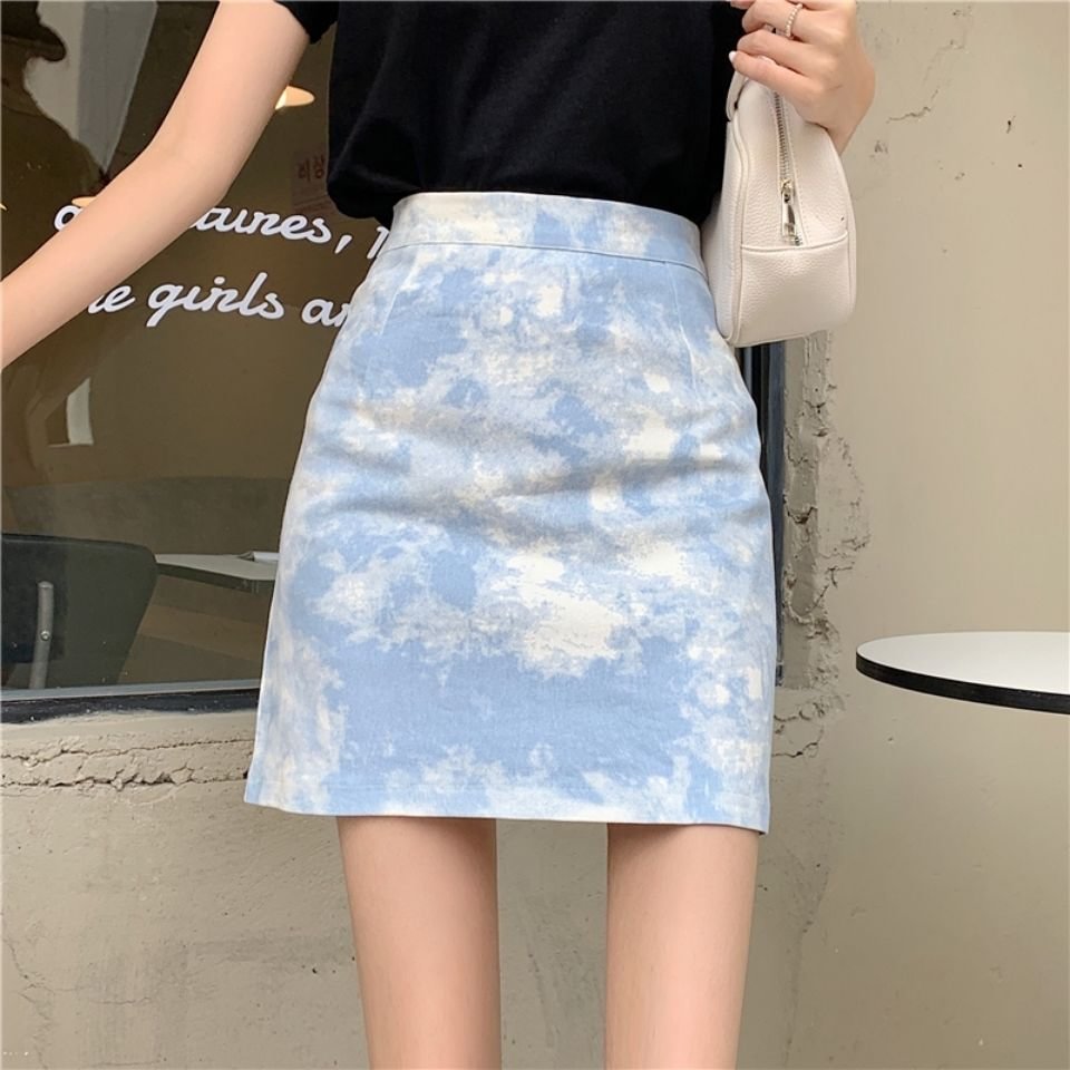 Dyeing Sexy Mini Skirt Women High Waisted Slim Fit A Line Skirts Harajuku 2021 Korean Fashion New Party Club Clothes