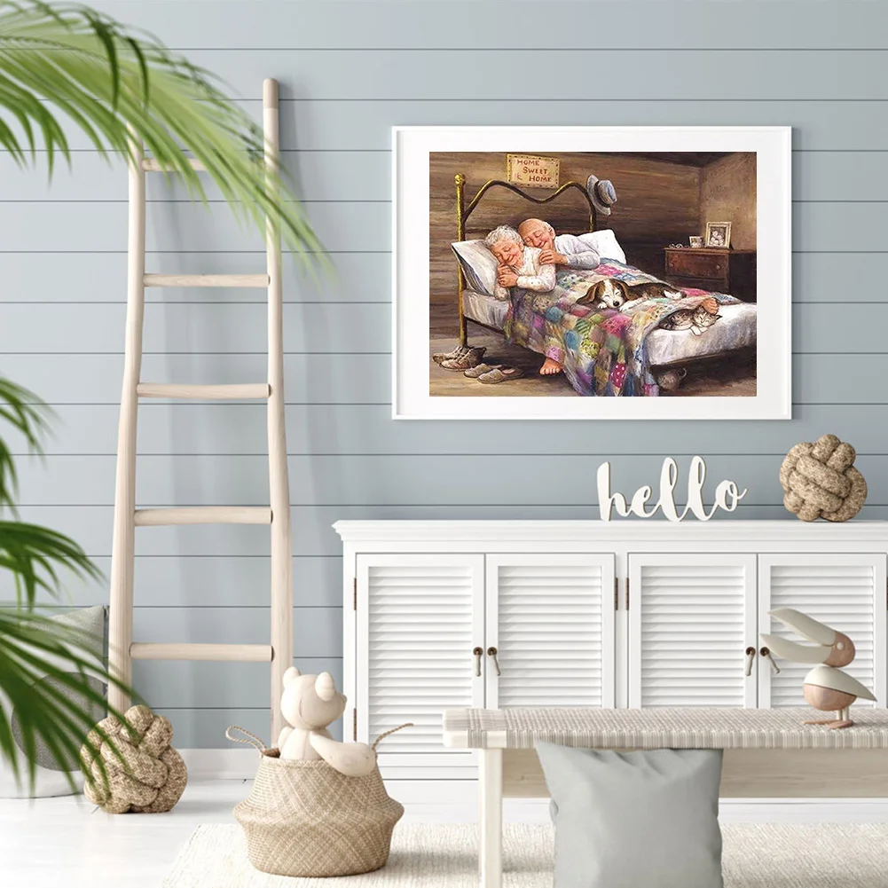 Diamond Painting - Full Round Drill - Old Couple(50*40cm)