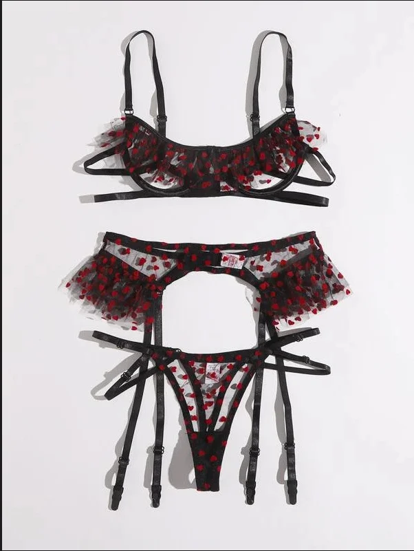 Brownm Sex Underwear Sexy Love Boo Point Lote Side Perspective Three Sets