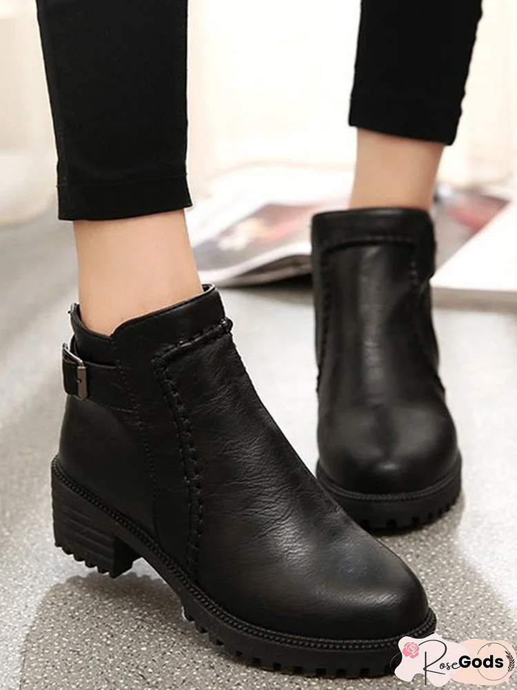 Soft Sole Comfortable Chunky Heel Zip Martin Boots