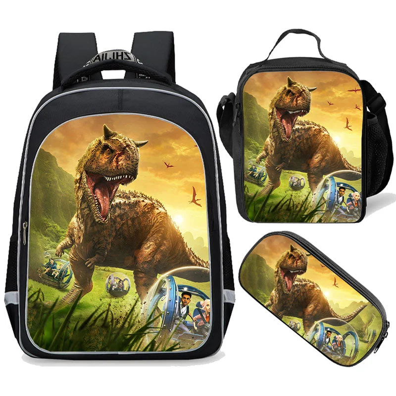 Buzzdaisy Dinosaur Backpack Set with Pencil Case Lunch Bag