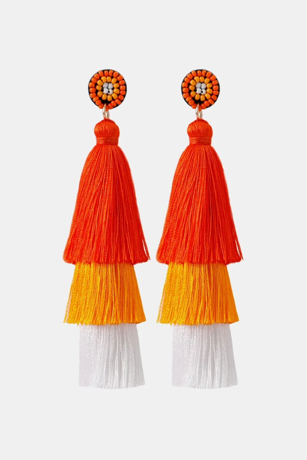 Xpoko Back to school Baeds Detail Triple Layered Tassel Earring