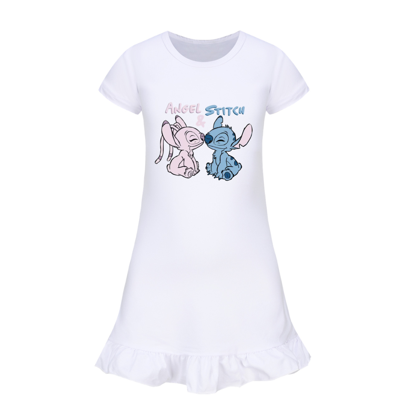 Stitch-Inspired Girls' Short Sleeve Sleep Dress & Loungewear - Cute Homewear for Kids 100-160 Size -Mayoulove