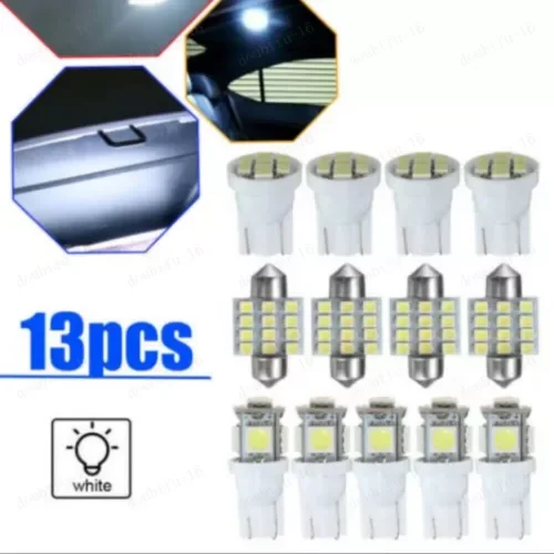Dronehint 13Pcs Car Interior Parts LED Lights Kit For Dome License Plate Lamp Bulbs White (For: Mini) Parts