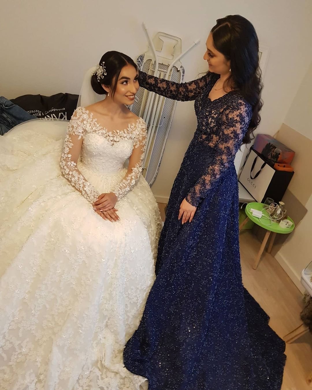 A-Line/Princess Long Sleeves Lace Girl Party Dress with Appliques & Train main image 0