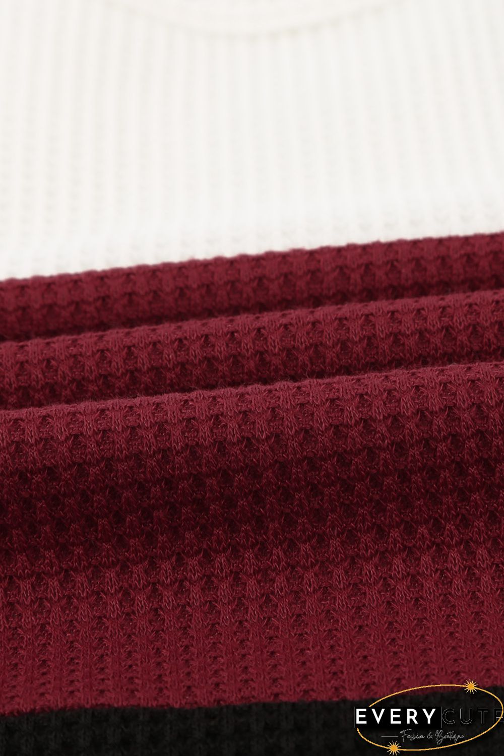 Wine Stylish Colorblock Splicing Stripes Top