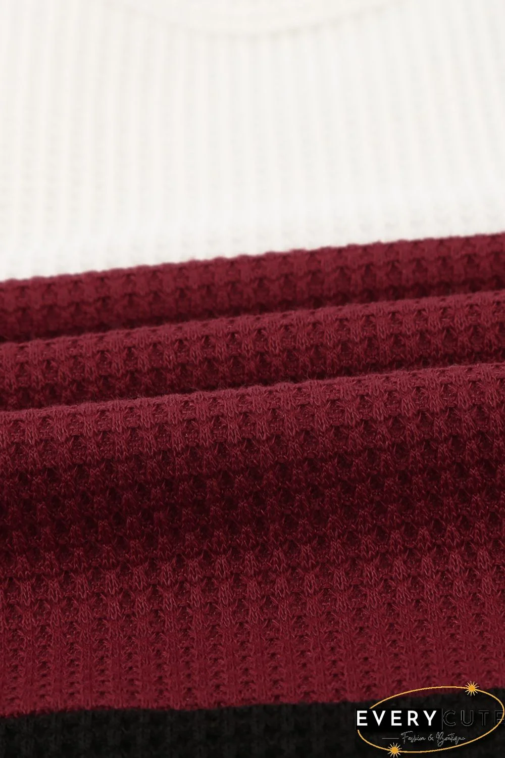 Wine Stylish Colorblock Splicing Stripes Top