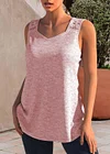 Plus Size Lace Stitching Solid Tank Top