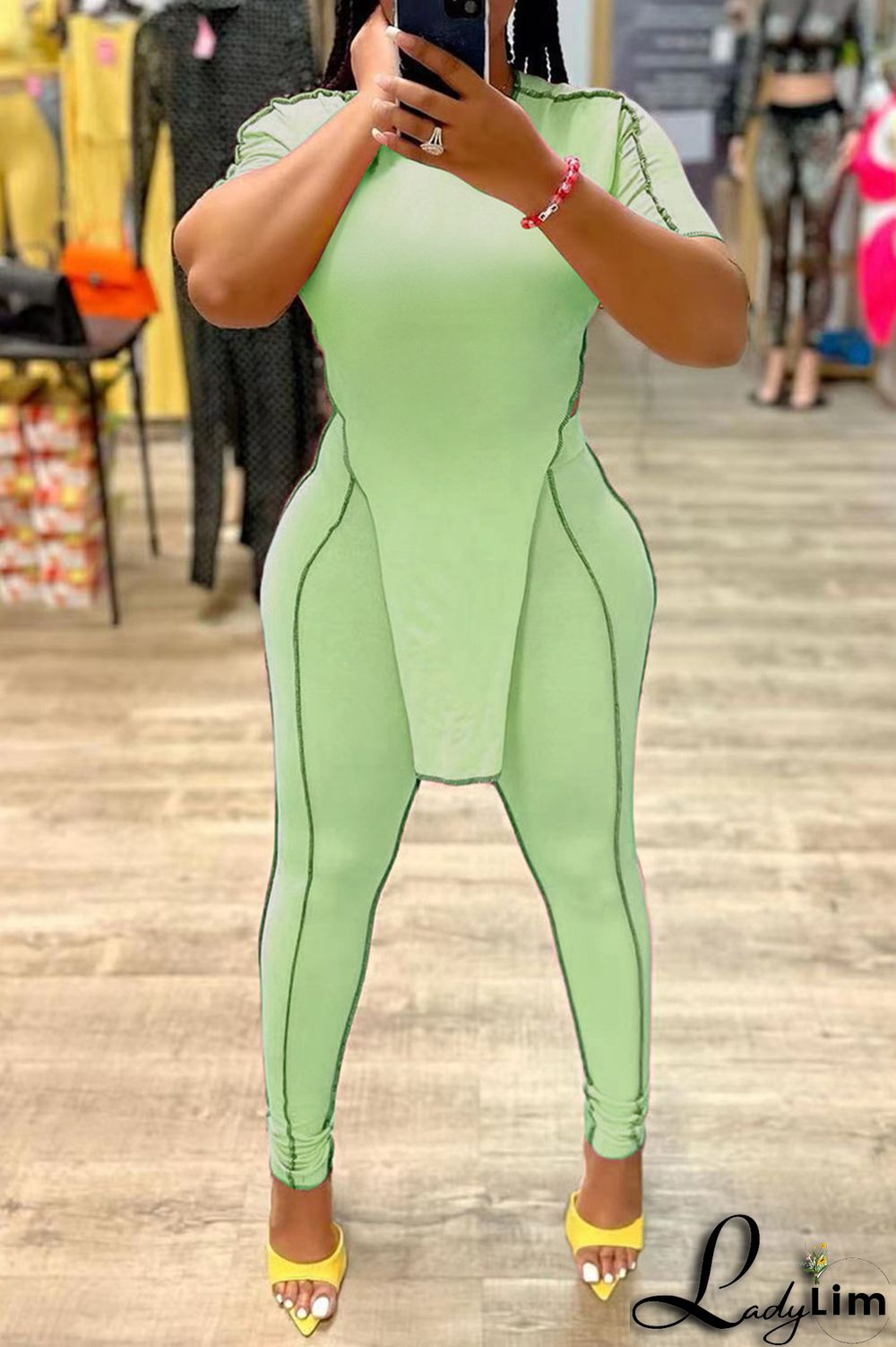 Orange Fashion Casual Solid Patchwork Asymmetrical O Neck Short Sleeve Two Pieces