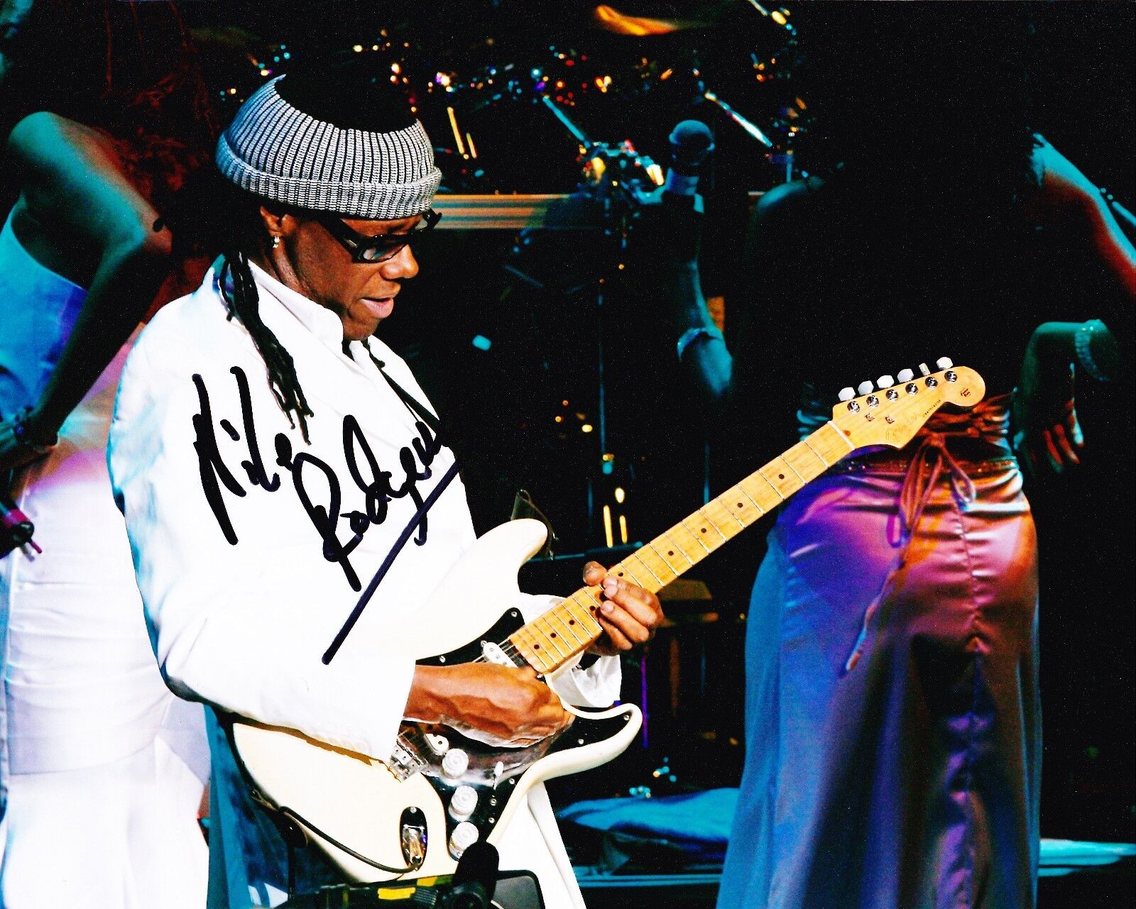 Nile Rodgers SIGNED 10X8 Photo Poster painting AFTAL COA (A1)