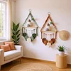 Boho Floating Shelves for Wall Decor with Wood Shelves & Macrame Leaf Floating Storage Display Shelving No Drilling for Bathroom Bedroom Office Living Room Dorm