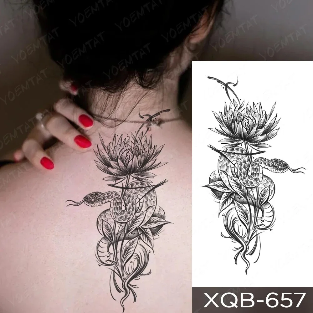 Sdrawing Temporary Tattoo Sticker Butterfly Flower Totem Flash Tatto Y2k Style Body Art Arm Leg Waist Fake Tatoo Men Women