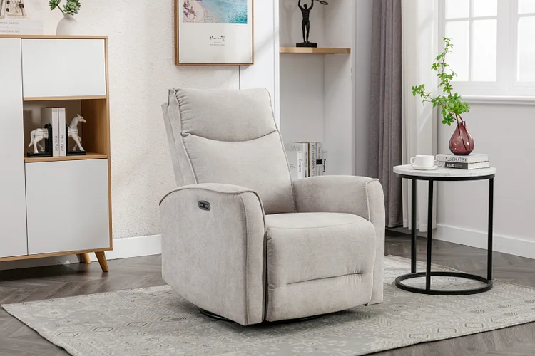 Bestier Power Rocker Recliner Chair with High Backrest and USB Port, Electric Swivel Nursery Glider Rocking Chair for Living Room, Bedroom, Off-white