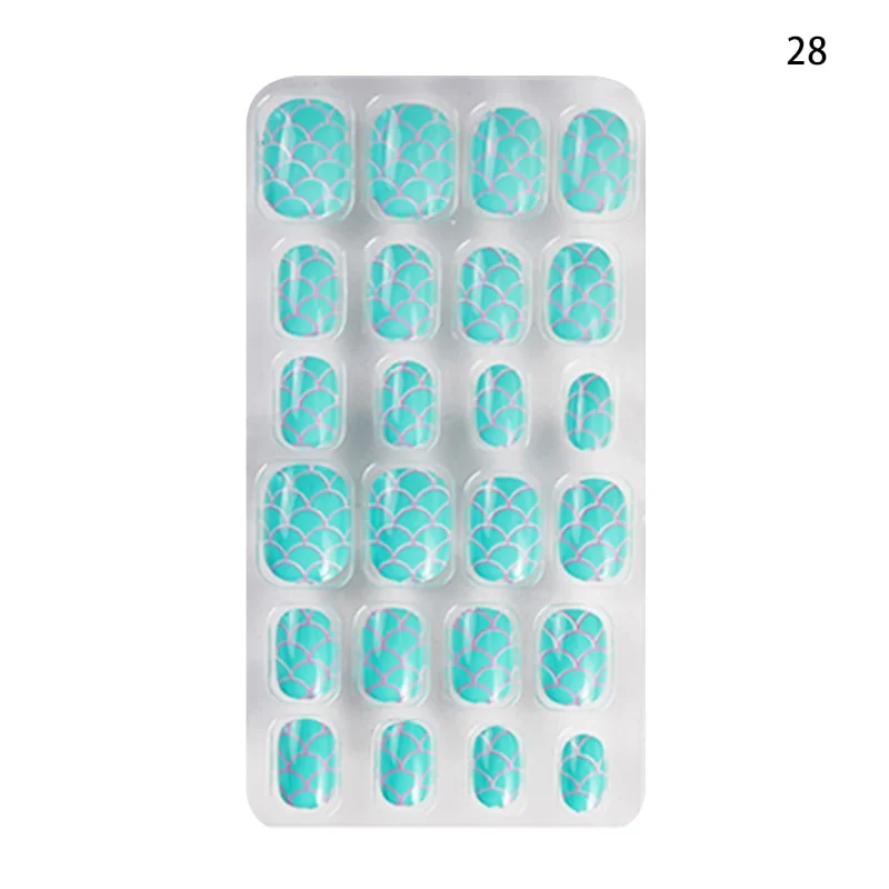 24PCS/box Children/adult Cartoon Candy Fake Nails Full Coverage Self-adhesive Nail Polish Cute Girl Manicure Decoration CL02