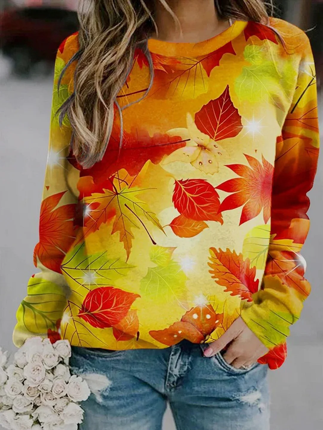 Maple Leaves Casual Loose Sweatshirts