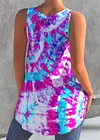 Plus Size Tie Dye Print Round Neck Curved Hem Casual Tank Top