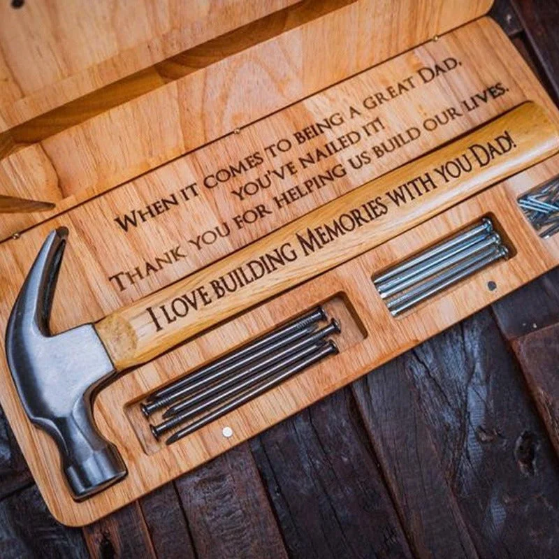 Hammer ‘I LOVE BUILDING MEMORIES WITH YOU DAD!’ Custom Text Hammer Gift Set without Nails, Father's Day Gift Hammer Best Father‘s Gift for Dad Father