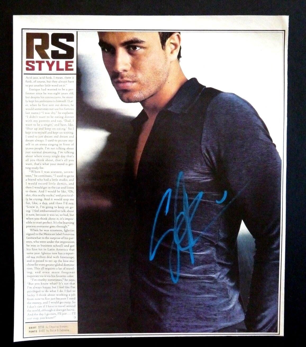 Enrique Inglesias Signed Autographed Magazine Page Photo Poster painting PSA BAS Guaranteed 2 F6