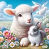 Diamond Painting-DIY Full Round Drill Easter Rabbit And Sheep