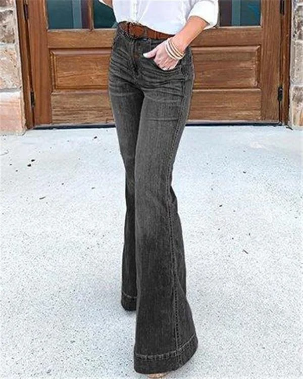 vintage high waist stretchy bell bottom jeans p382433