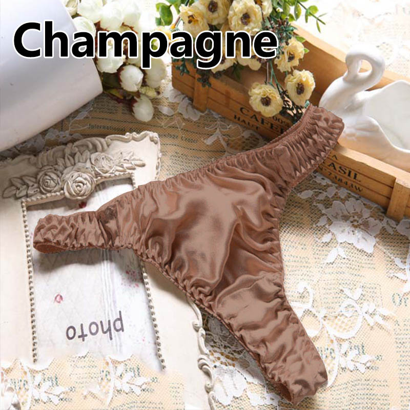 Xinyulin 100% Silk Sexy Female Panties Smooth Soft Comfortable Underwear Fashion Pure Color Thongs Breathabke Briefs Elastic Underpants
