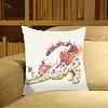 Flower Cat-Pillow Case-3 strands 11CT Stamped Cross Stitch-46*46CM