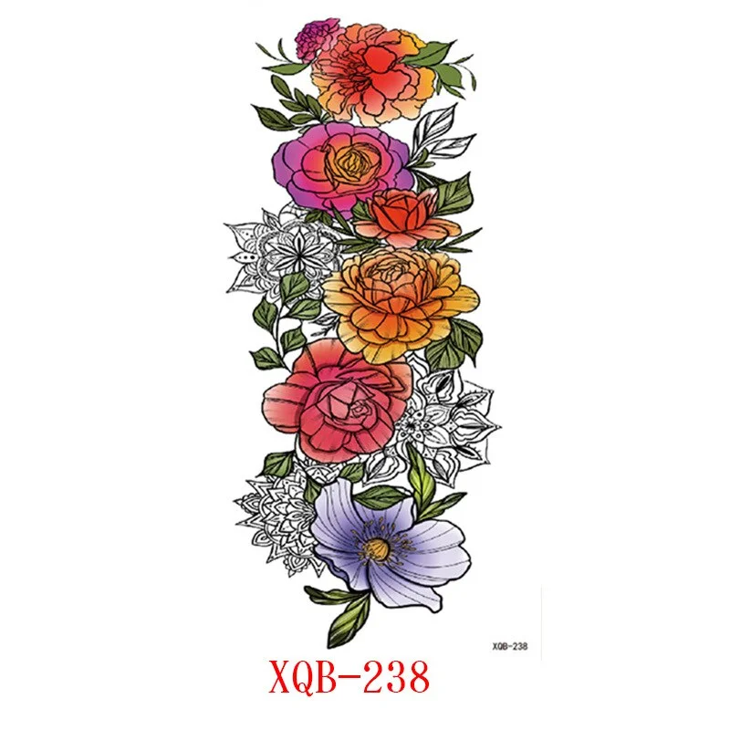 Sdrawing Flower Fake Tattoo Sticker for Women Birds Peony Temporary Tattoos DIY Water Transfer Tatoos Girls Tattoo for Men Sleeve