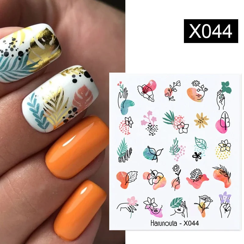 Harunouta Purple Lavender Floral Nail Art Water Decals Stickers Flower Leaves Nail Art Transfer Slider For Nails DIY Decoration