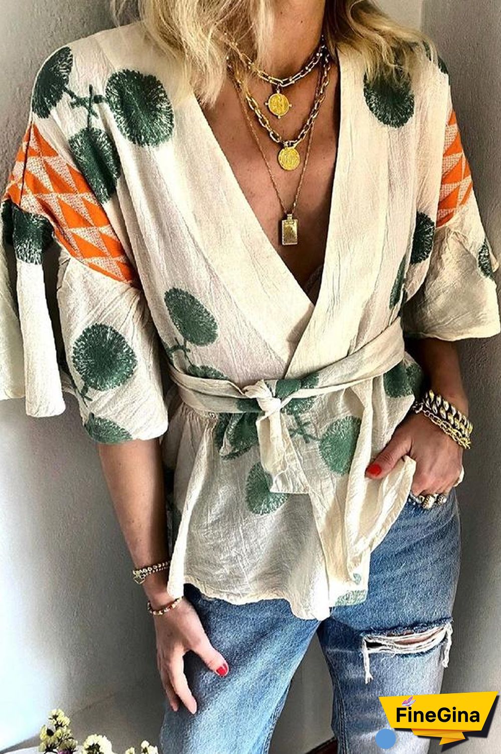 Aloha Beaches V-Neck Tie Top