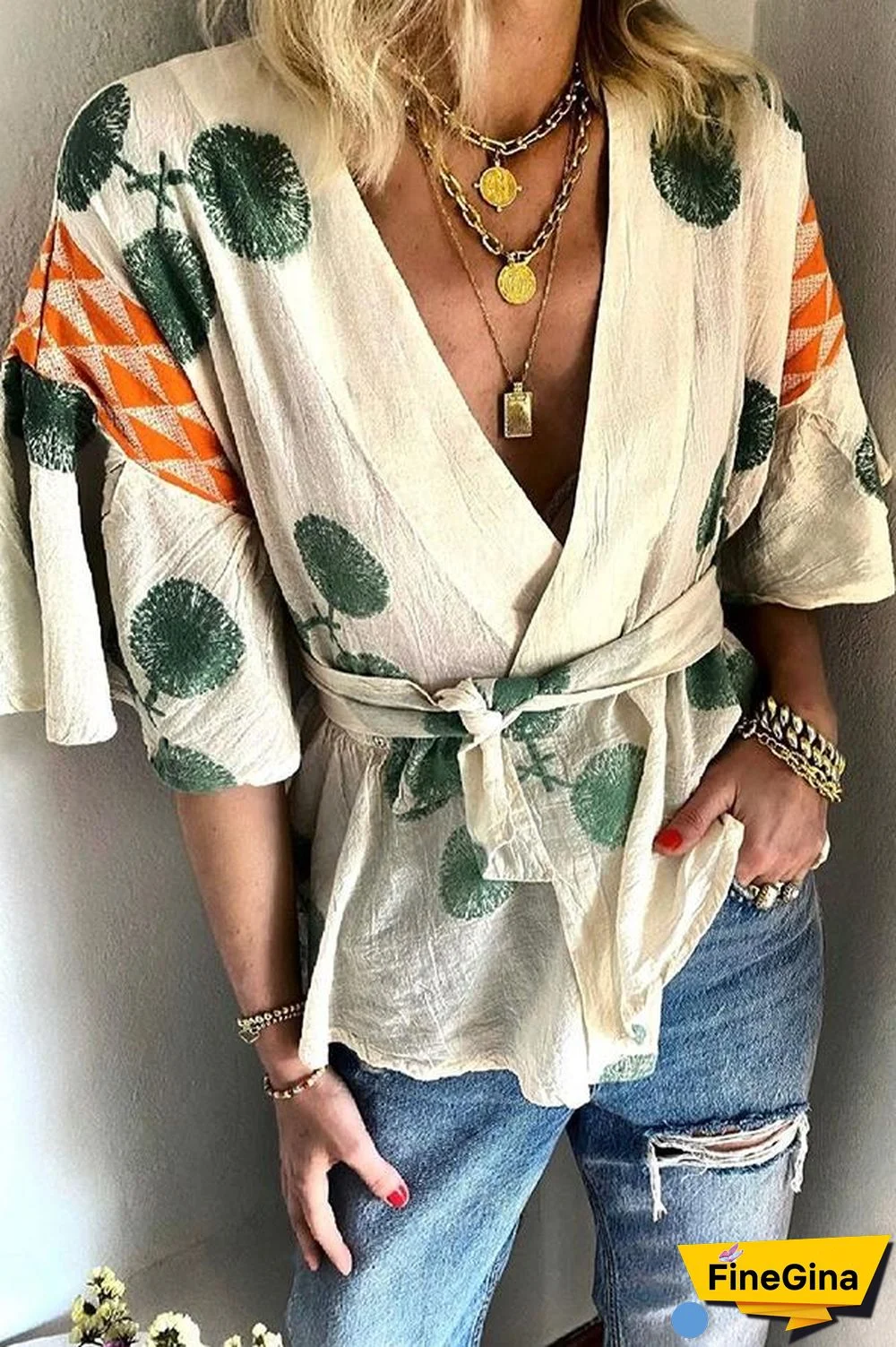 Aloha Beaches V-Neck Tie Top