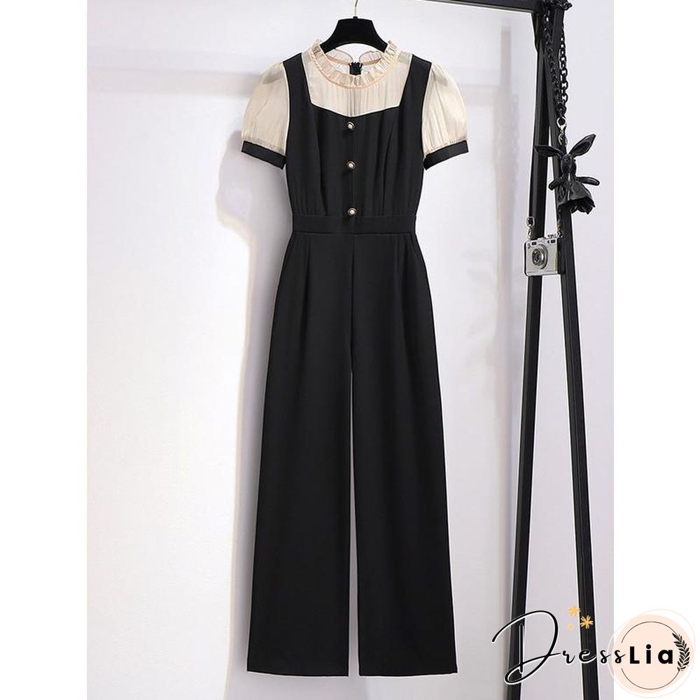 Elegant Patchwork High Waist Rompers P11388