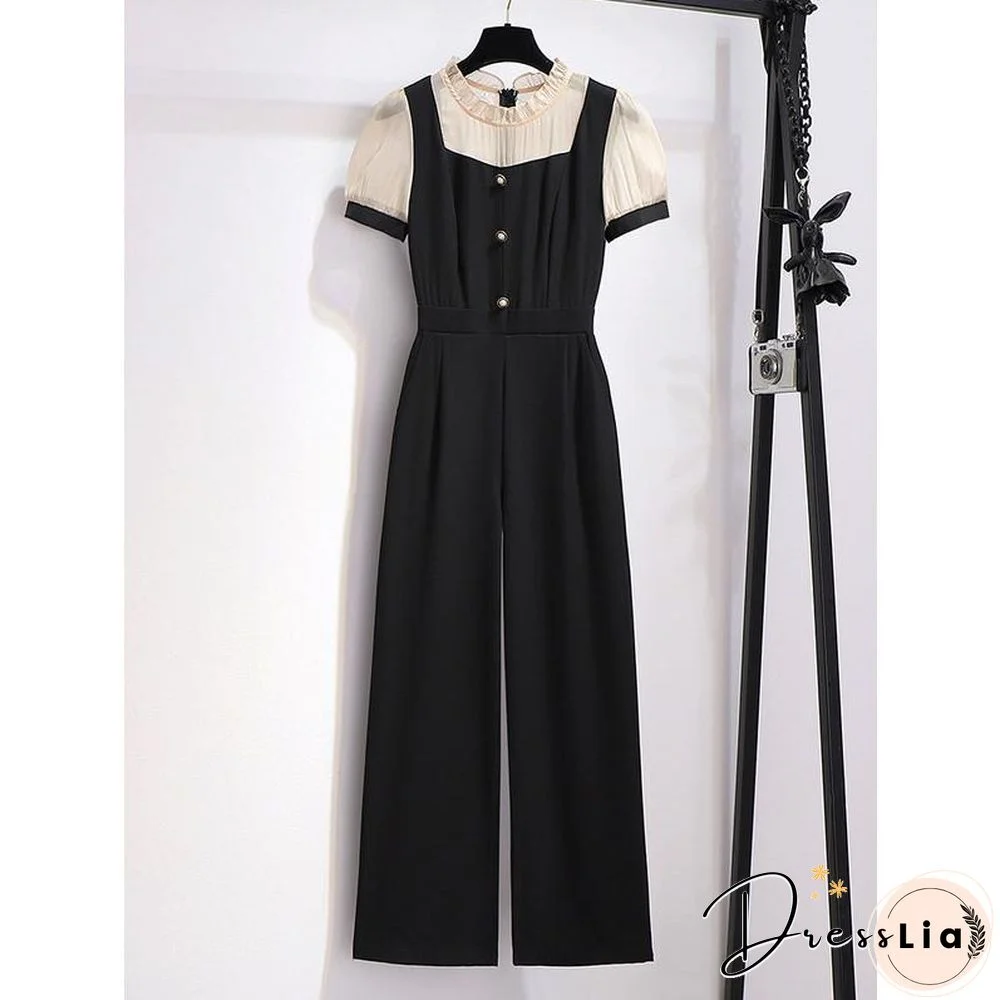 Elegant Patchwork High Waist Rompers P11388