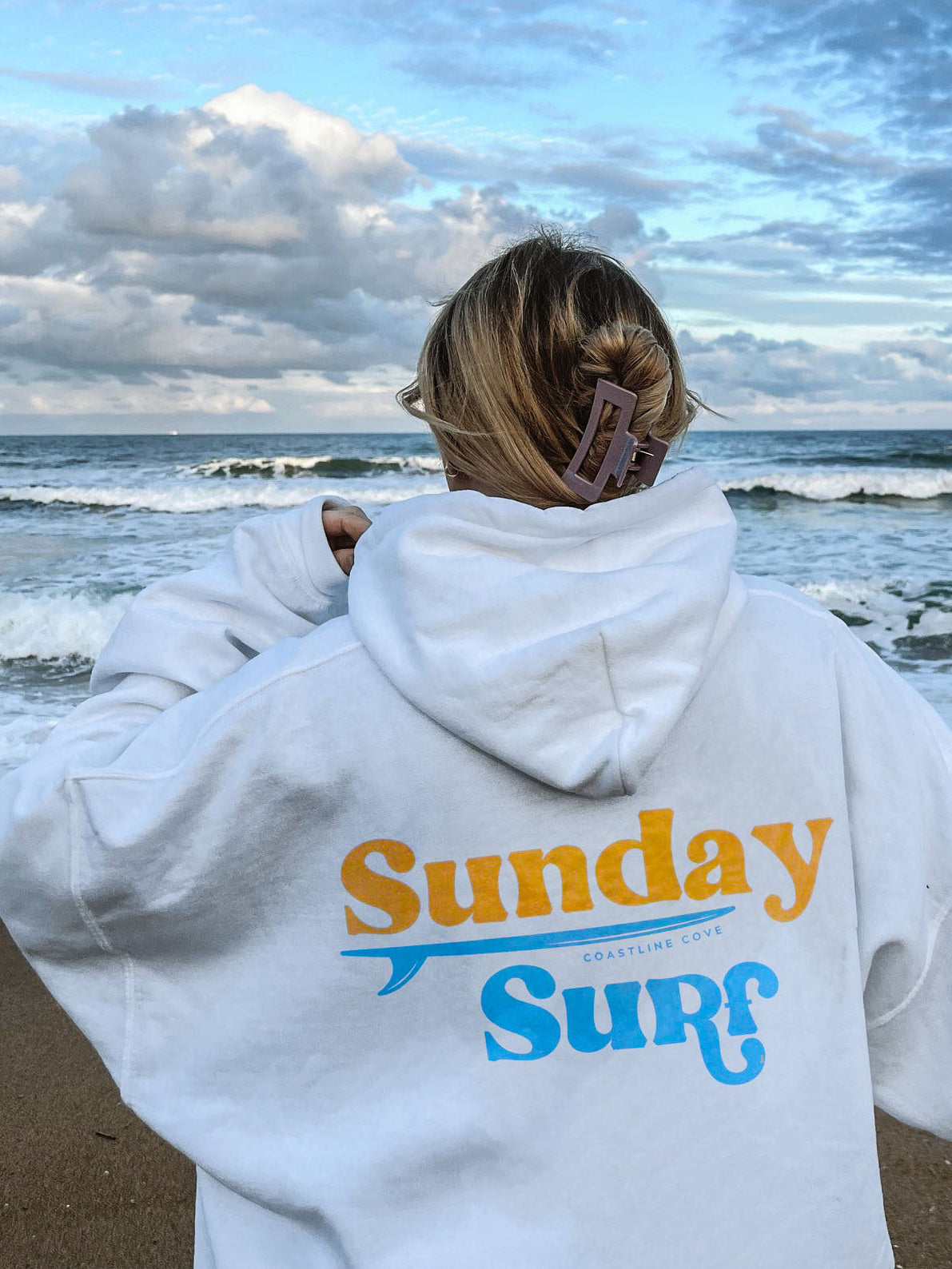 Women's Sunday Surf Graphic Printed Preppy Trendy Hoodie