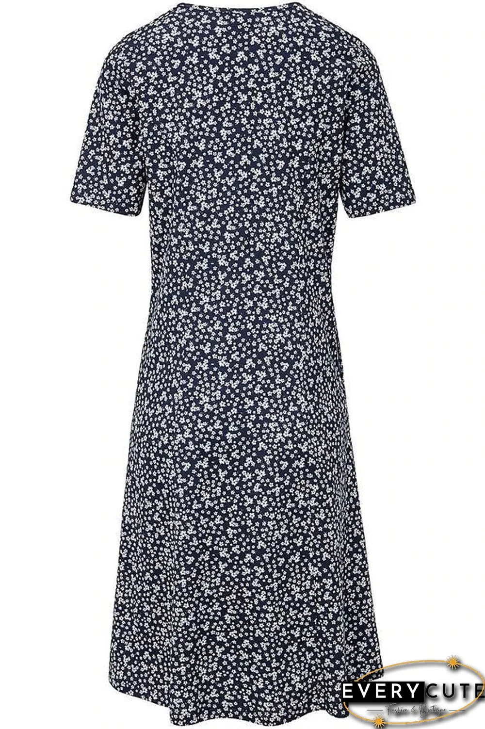 Casual Floral Print Short Sleeves Pockets Midi Dress