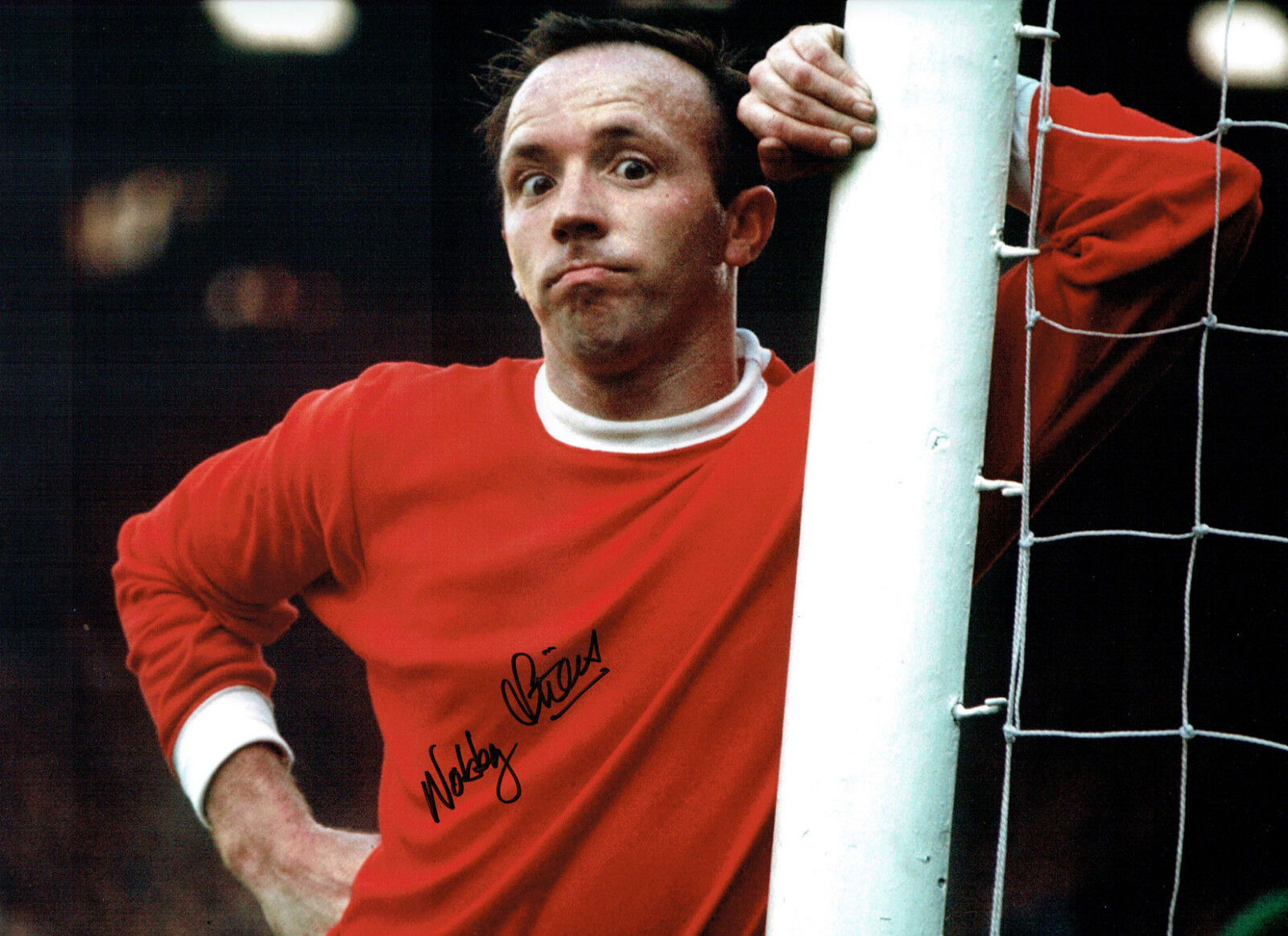 Nobby STILES Signed Autograph 16x12Manchester United CLASSIC Photo Poster painting AFTAL COA