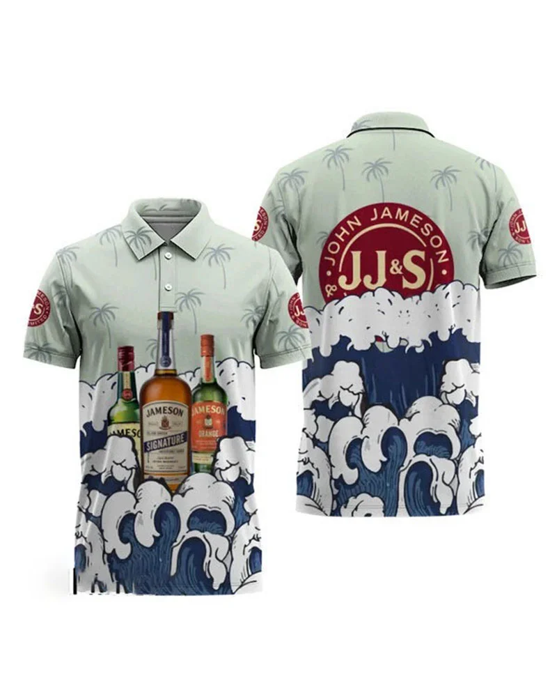 Men's Casual Summer Waves Polo Shirt05