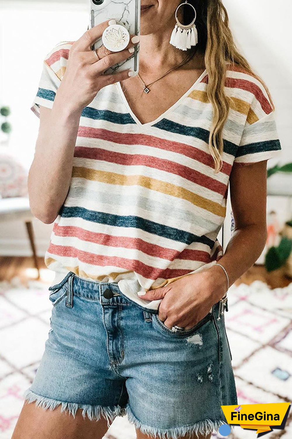 KarliDress Stripes On Stripes Top P12824