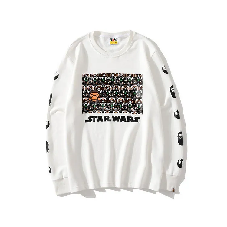 Shark Print Sweatshirts Spring and Autumn Cartoon Print Men's and Women's Ball Battle Pullover Sweater
