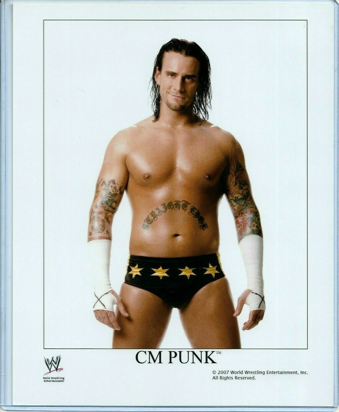 WWE CM PUNK OFFICIAL LICENSED AUTHENTIC ORIGINAL 8X10 PROMO Photo Poster painting VERY RARE