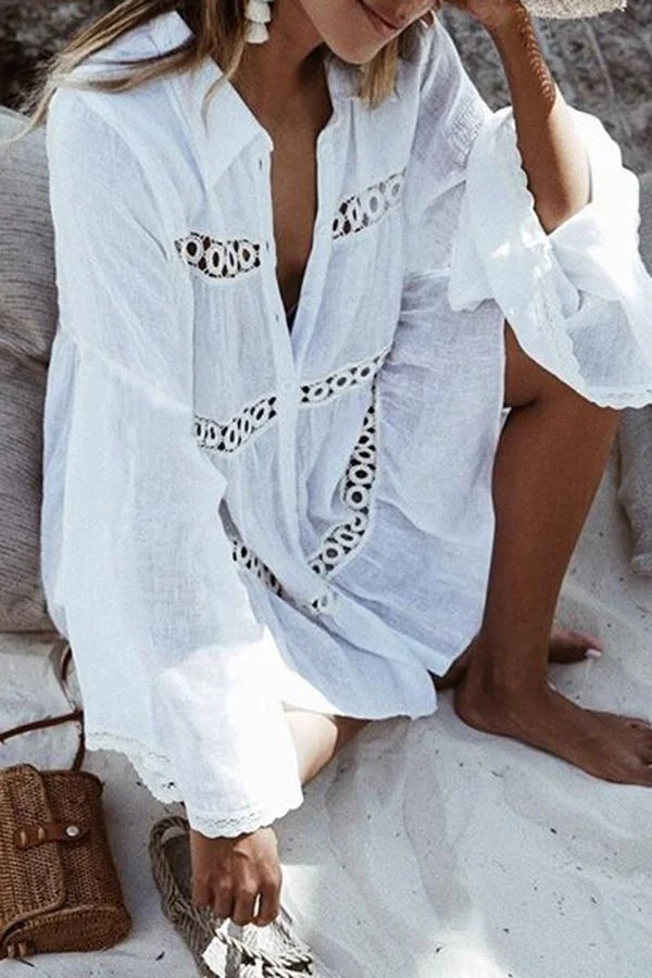 Women Modern Stylish Flared Sleeves Solid Color Shirt Smock-Allyzone-Allyzone