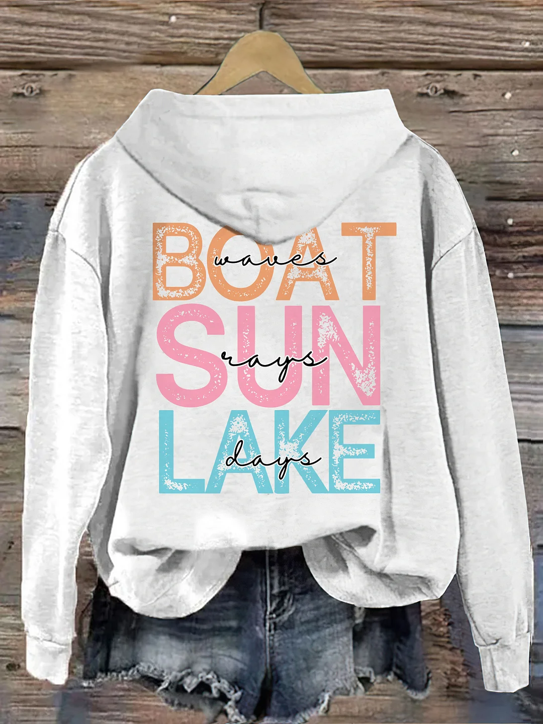 Boat Waves Sun Rays Lake Days Hoodie