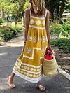Holiday Style Bohemia Embroidered Split-Joint Maxi Dress