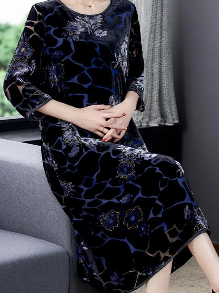 Fashion Plus Size Gold Velvet Dress